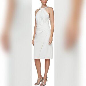 Embellished Halter Neck Ruched Sheath Dress